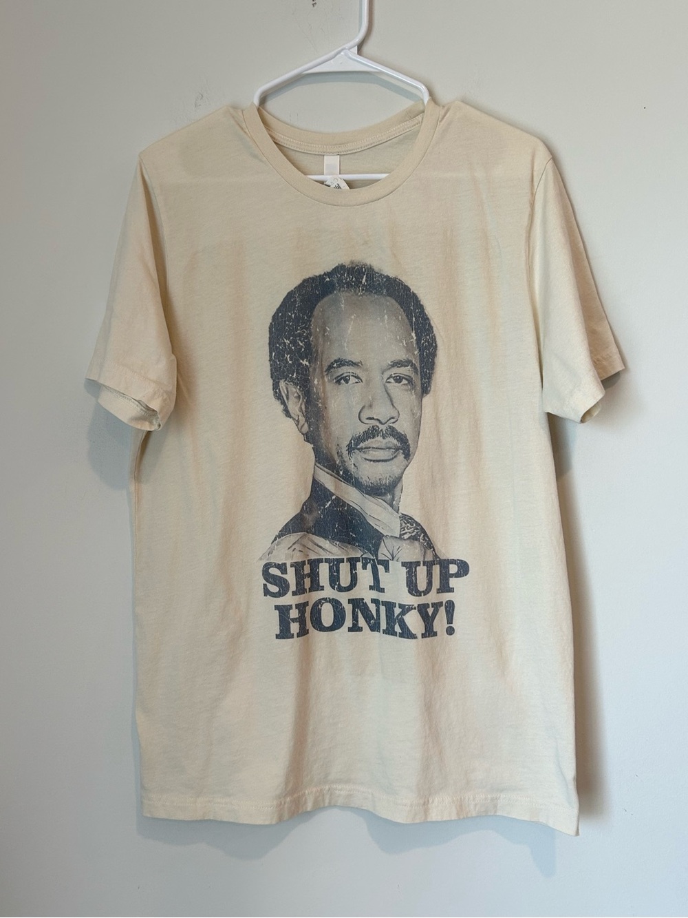 Shut Up Honky George Jefferson Large Cream Colored T-shirt
